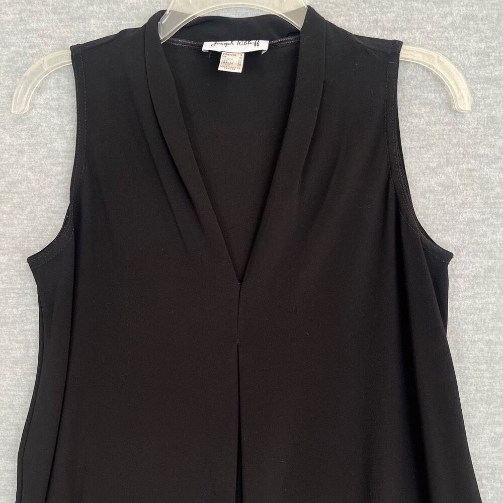 Joseph Ribkoff Black Pleated Sleeveless Top Womens 8 V Neck Career Office Blouse - Picture 2 of 8